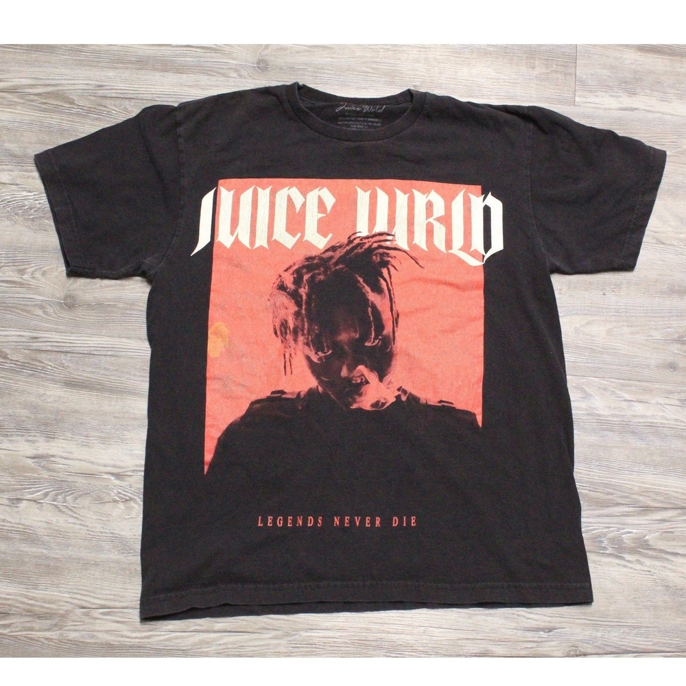 Juice Wrld Legends Never Die Black Graphic T-Shirt Mens M Hip Hop Rapper Tee